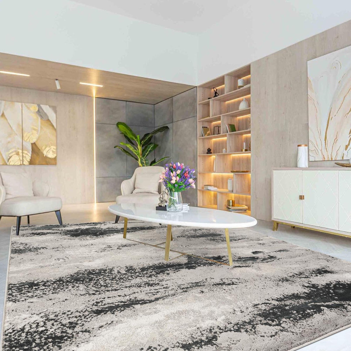 Elysium Metallic Rug - Mist