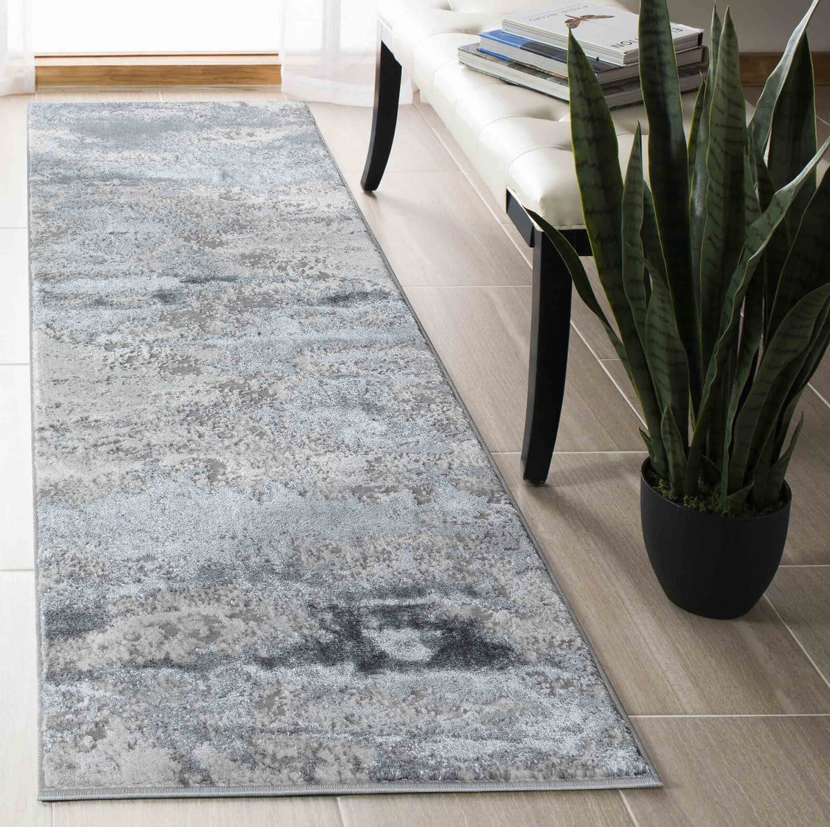 Emperor Metallic Abstract Rug - Onyx