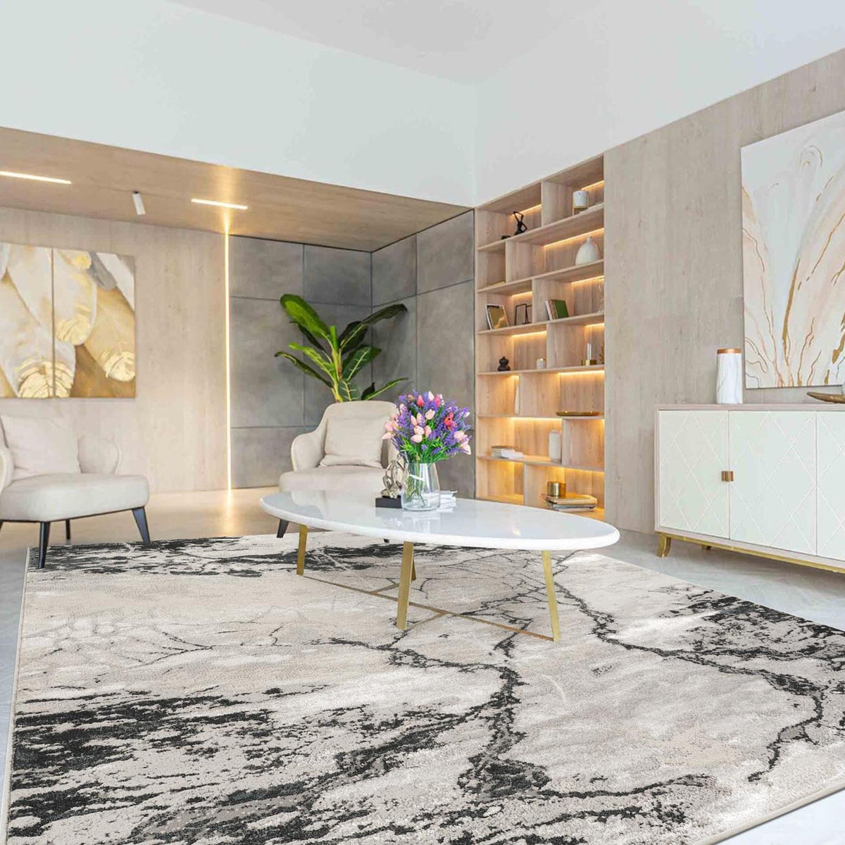 Elysium Metallic Rug - Huracan