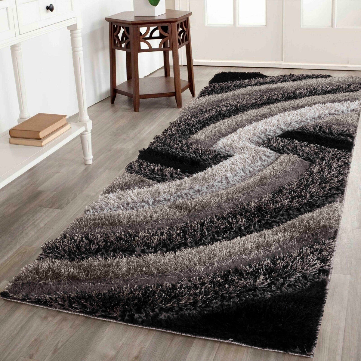 California Hand-Carved Shaggy Rug - Swirl