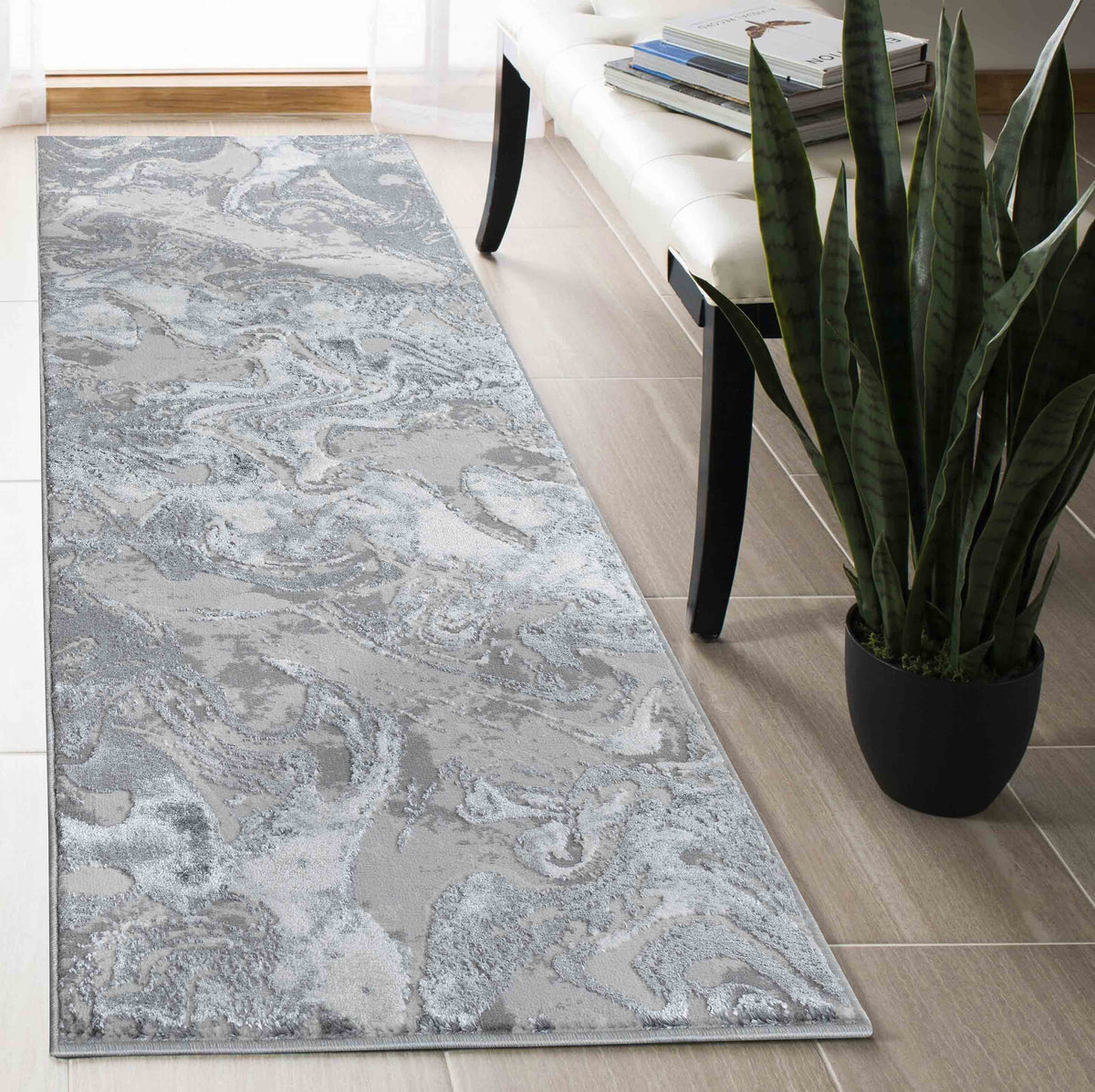 Emperor Metallic Abstract Rug - Solarius