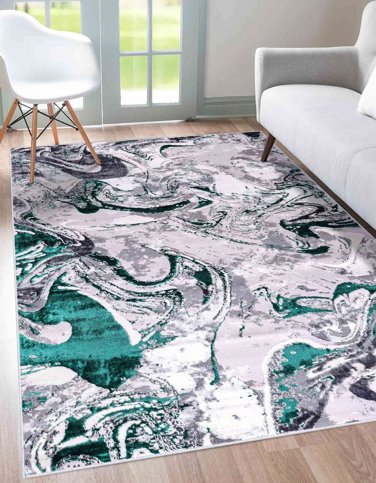 Emperor Metallic Abstract Rug - Solarius