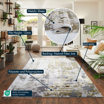 Emperor Metallic Abstract Rug - Styra