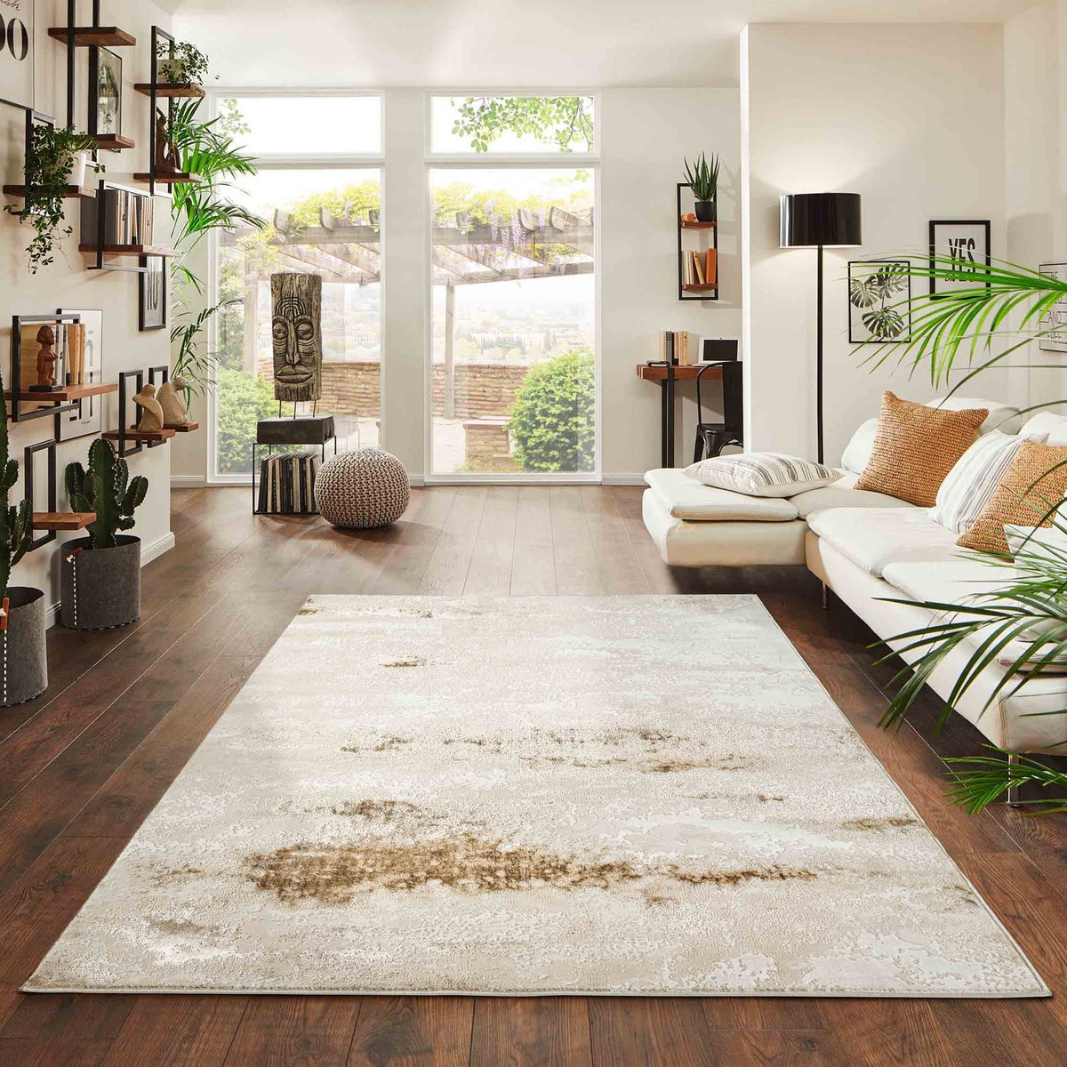 Emperor Metallic Abstract Rug - Onyx