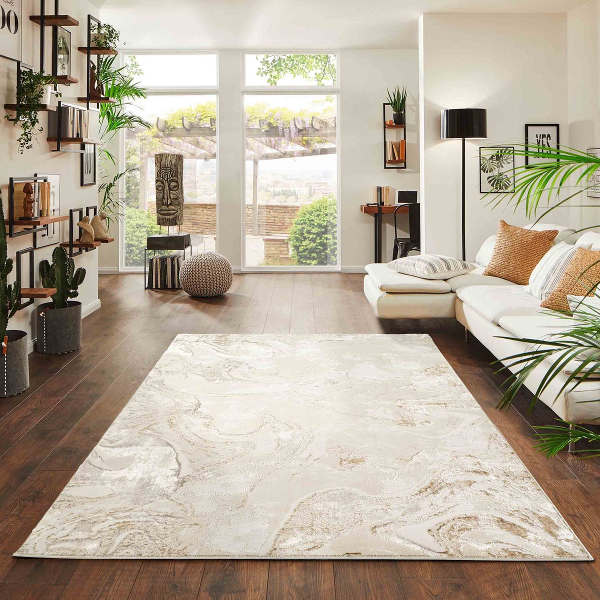 Emperor Metallic Abstract Rug - Solarius