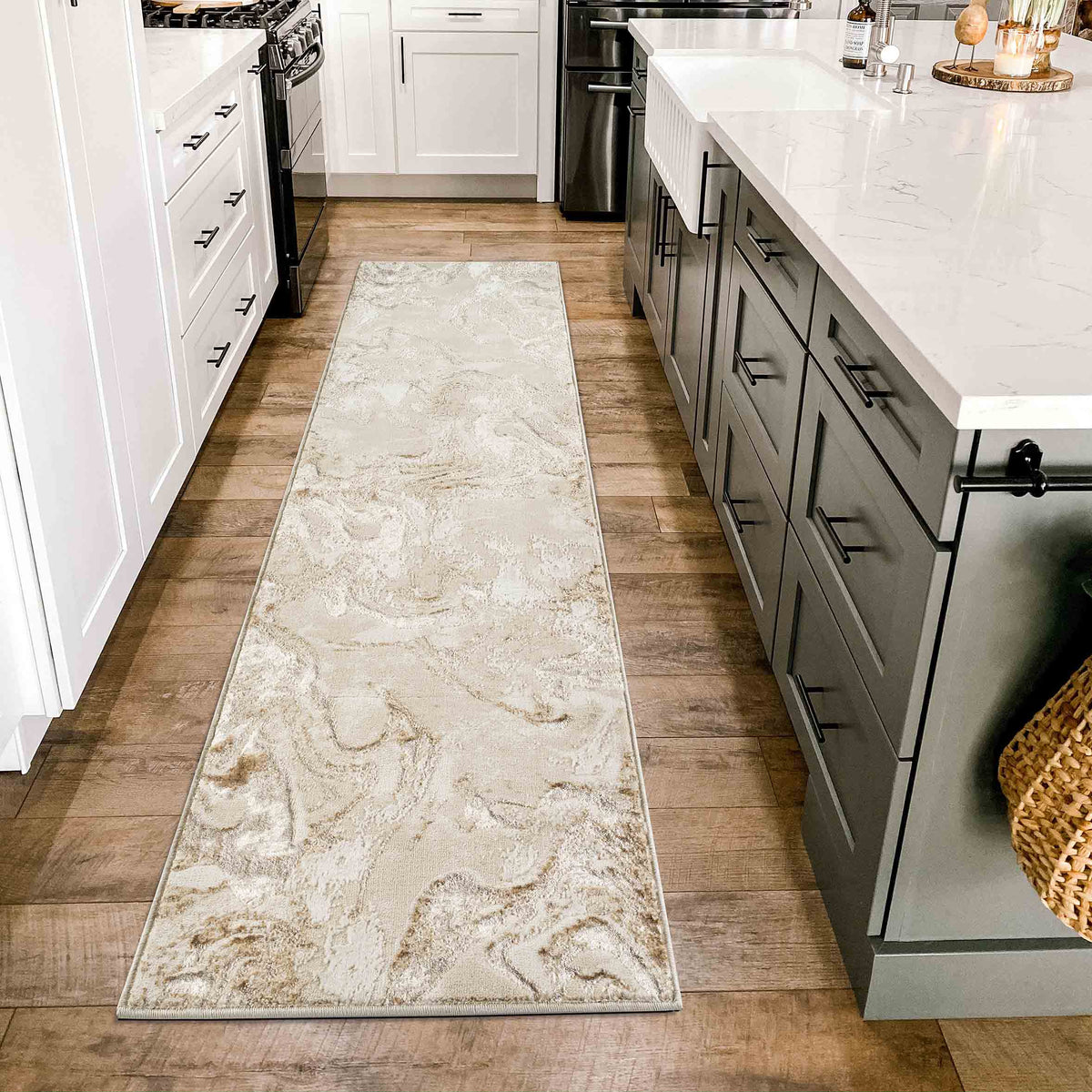 Emperor Metallic Abstract Rug - Solarius