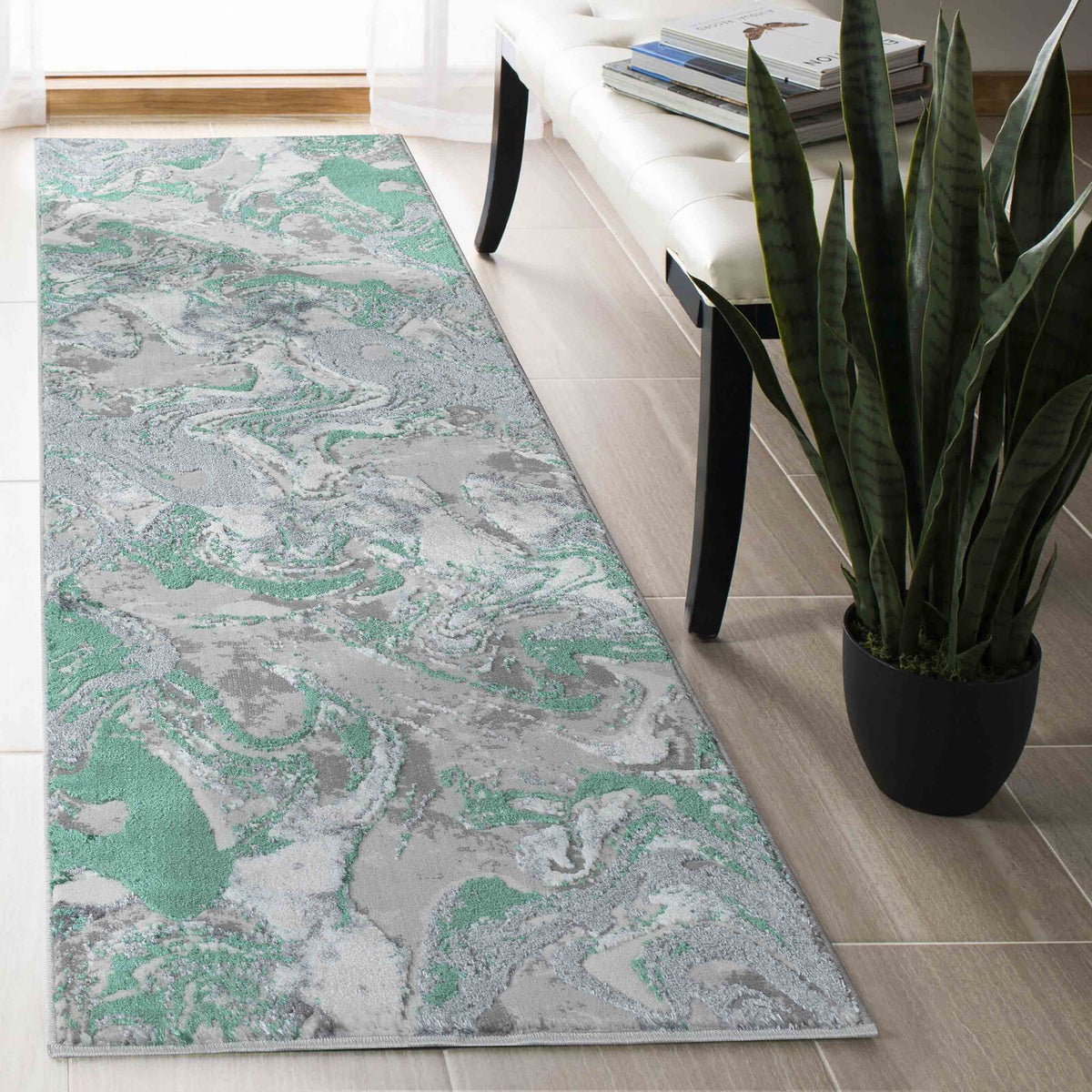 Emperor Metallic Abstract Rug - Solarius
