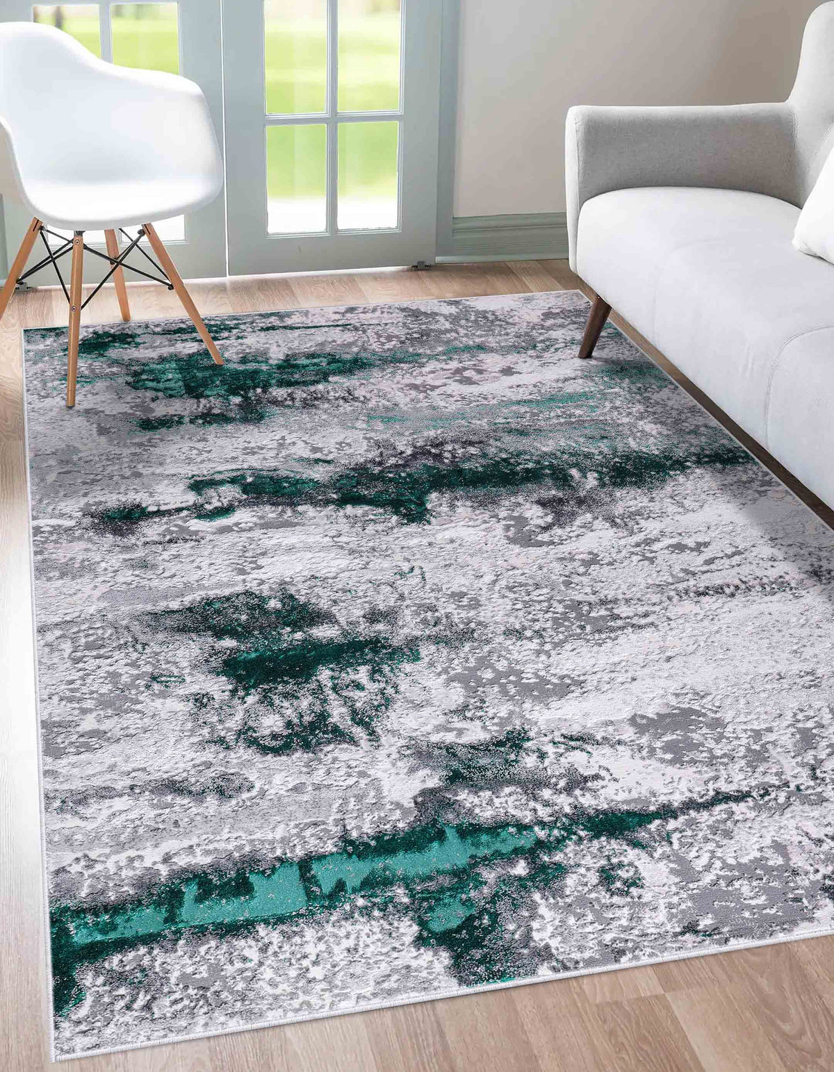 Emperor Metallic Abstract Rug - Onyx