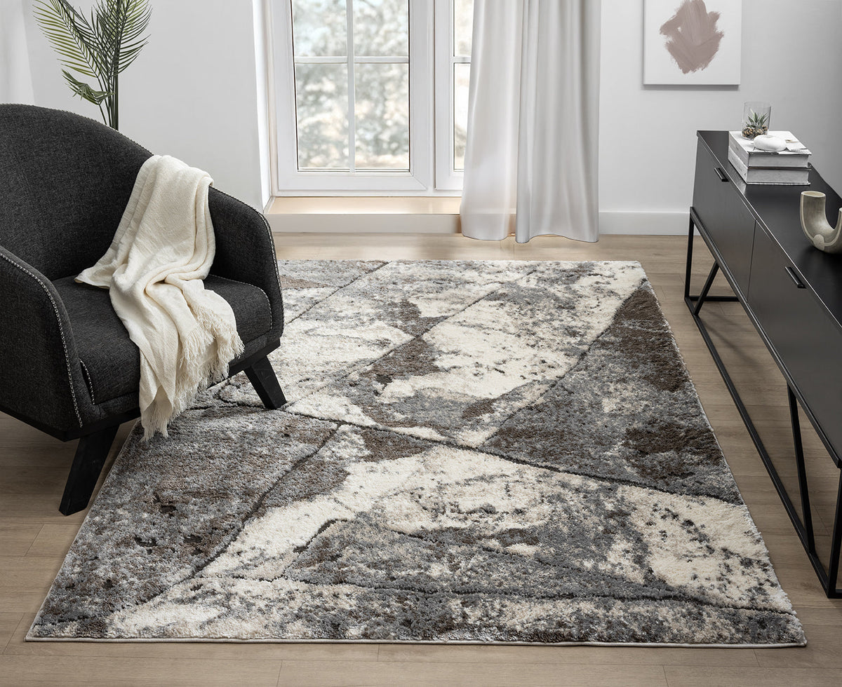 Eleanor Embossed Abstract Rug - Slate