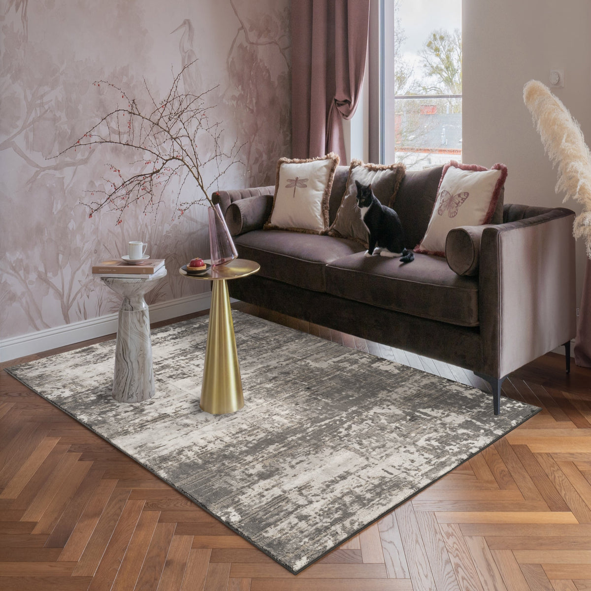 Mayfair Metallic Design Rug - Abyss