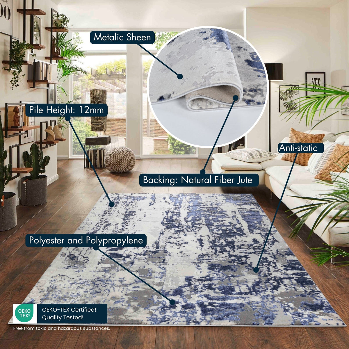 Emperor Metallic Abstract Rug - Styra