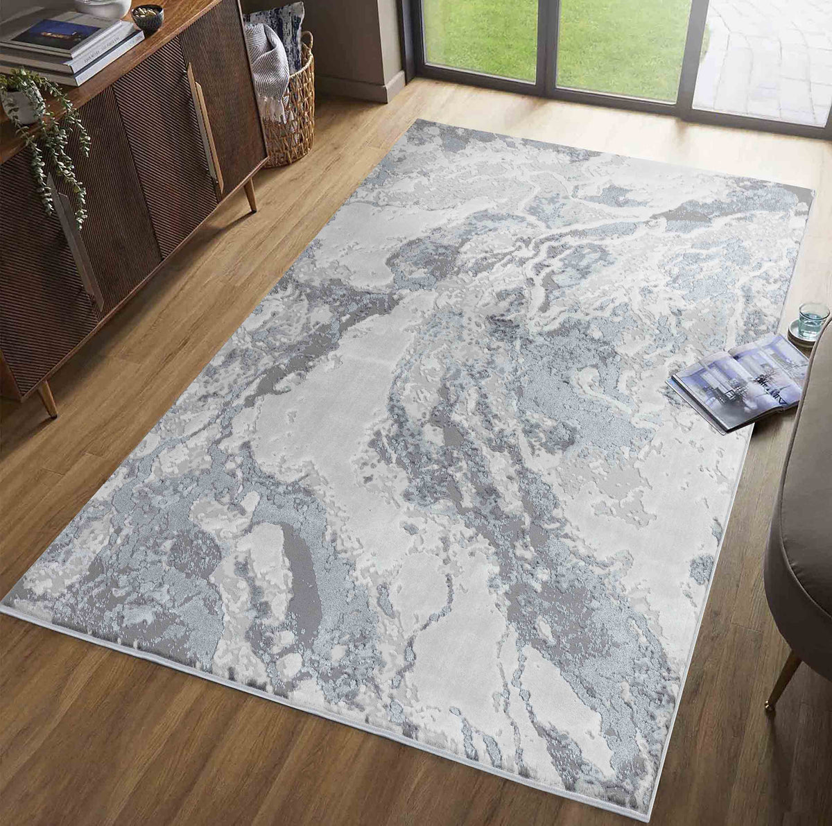Emperor Metallic Abstract Rug - Picasso
