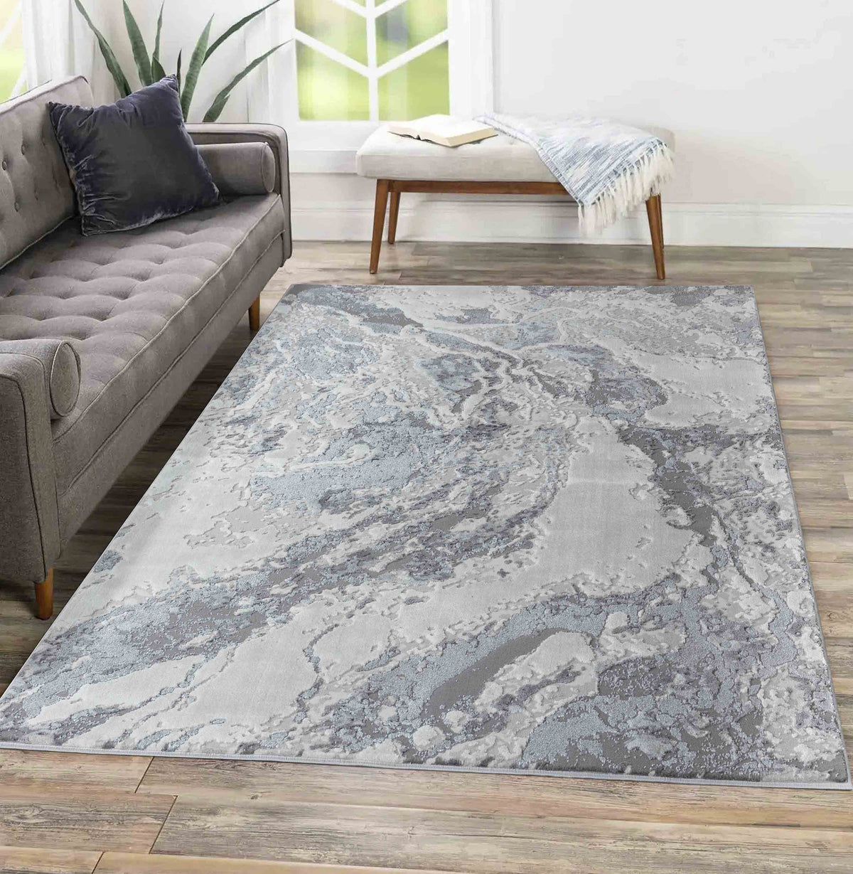 Emperor Metallic Abstract Rug - Picasso