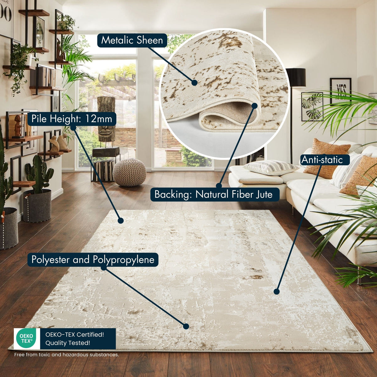 Emperor Metallic Abstract Rug - Styra
