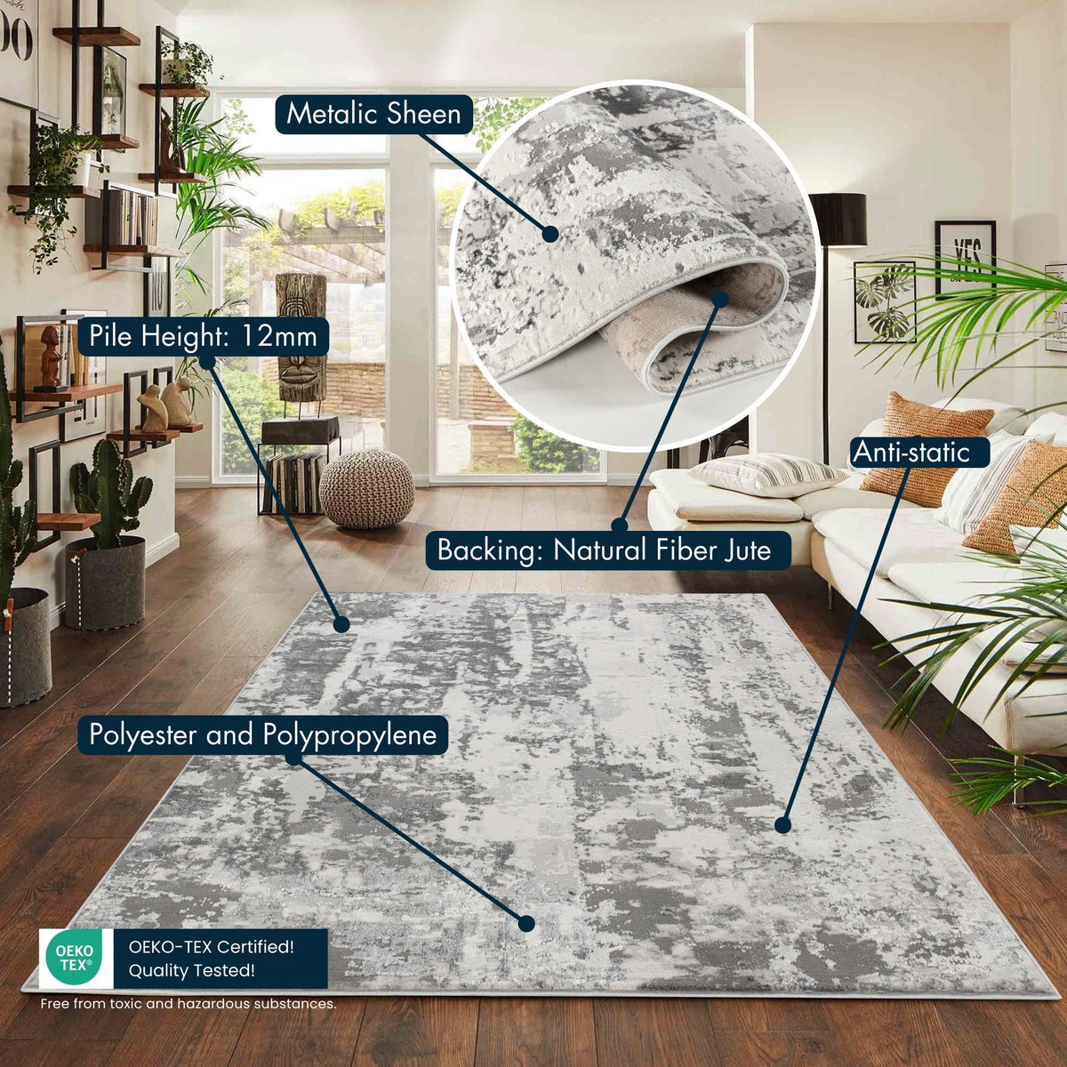 Emperor Metallic Abstract Rug - Styra