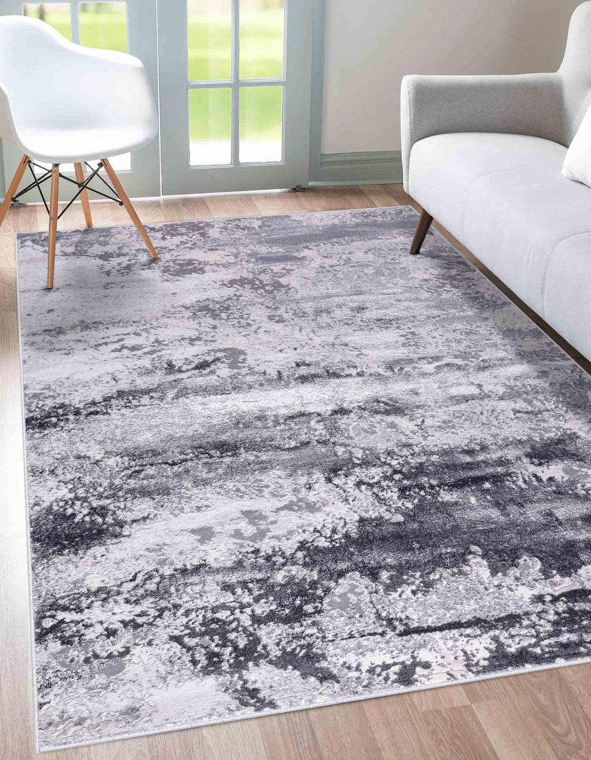 Emperor Metallic Abstract Rug - Onyx