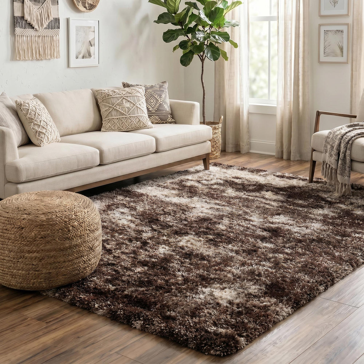 California Hand-Carved Shaggy Rug - Two Tone