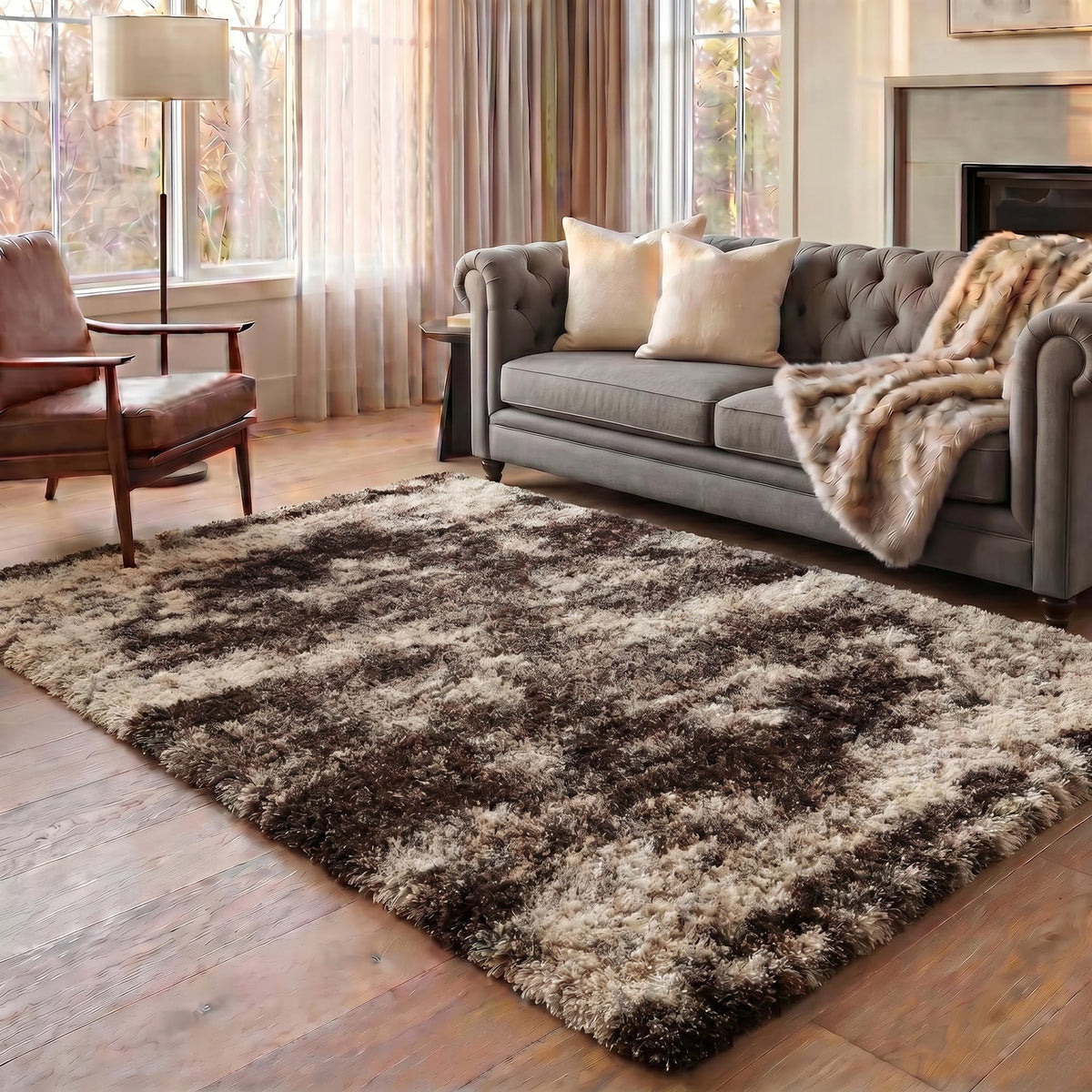 California Hand-Carved Shaggy Rug - Two Tone