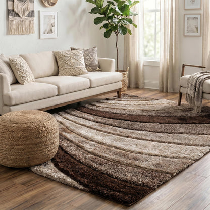 California Hand-Carved Shaggy Rug - Waves
