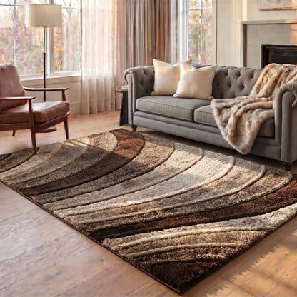 California Hand-Carved Shaggy Rug - Waves