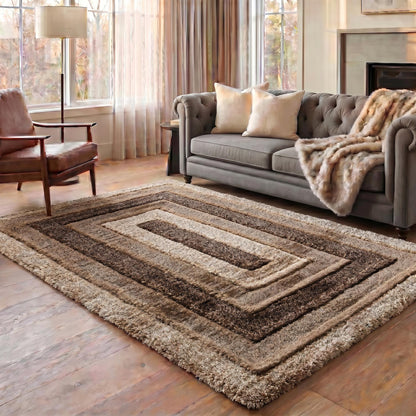California Hand-Carved Shaggy Rug - Bordered