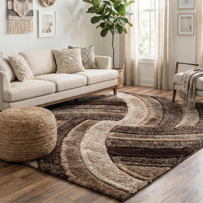 California Hand-Carved Shaggy Rug - Swirl
