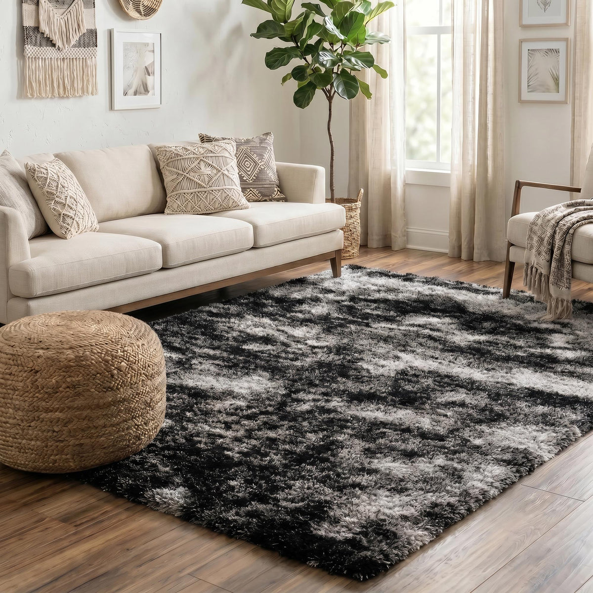 California Hand-Carved Shaggy Rug - Two Tone