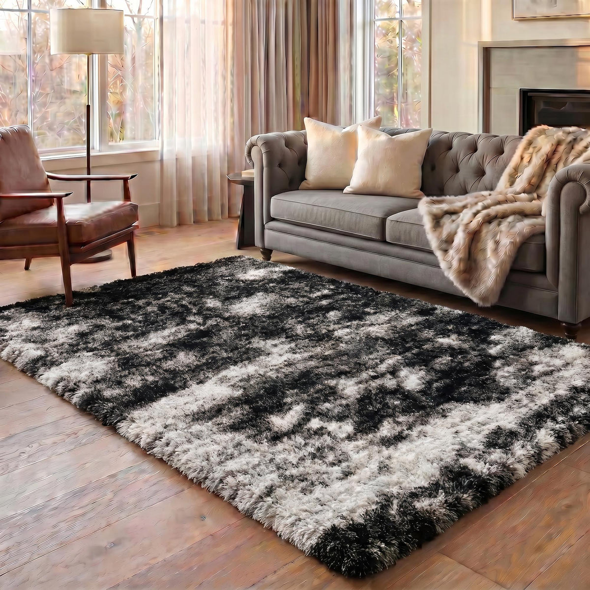 California Hand-Carved Shaggy Rug - Two Tone