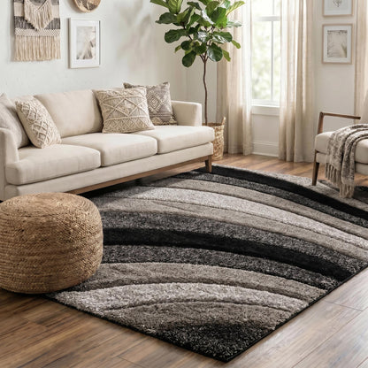 California Hand-Carved Shaggy Rug - Waves