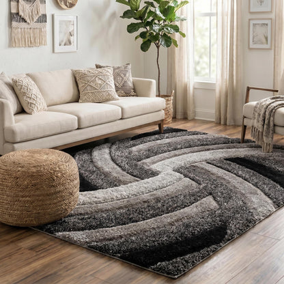 California Hand-Carved Shaggy Rug - Swirl