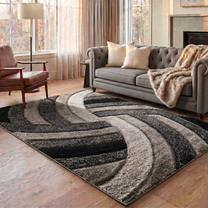 California Hand-Carved Shaggy Rug - Swirl