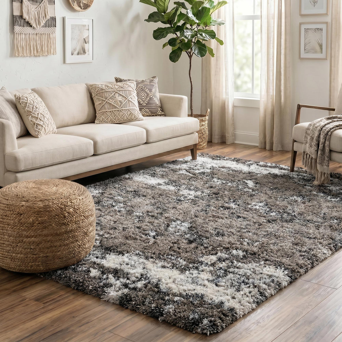California Hand-Carved Shaggy Rug - Two Tone