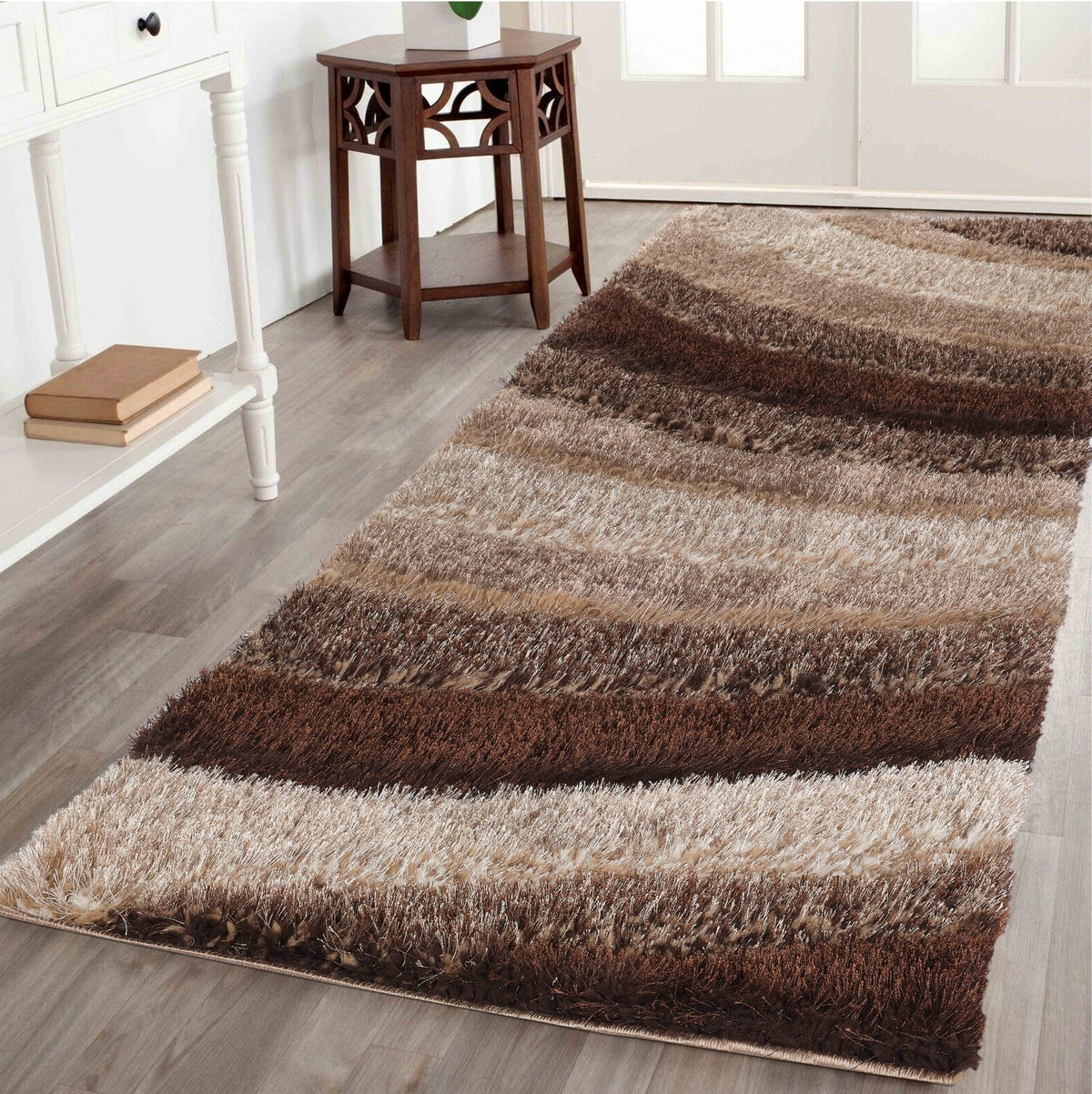 California Hand-Carved Shaggy Rug - Waves