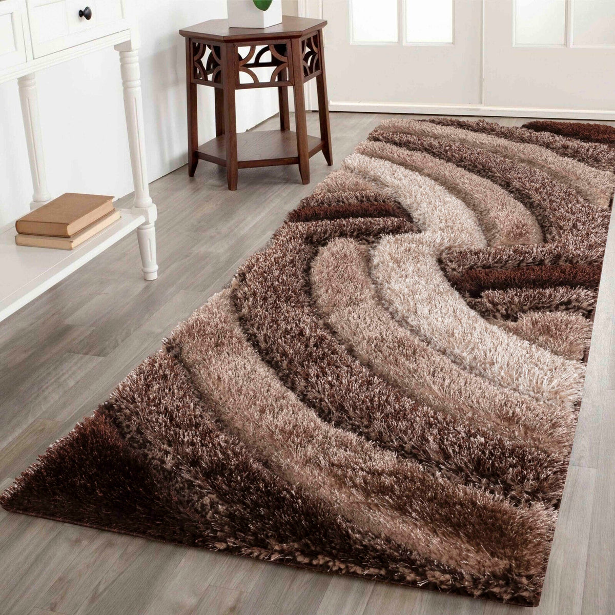 California Hand-Carved Shaggy Rug - Swirl