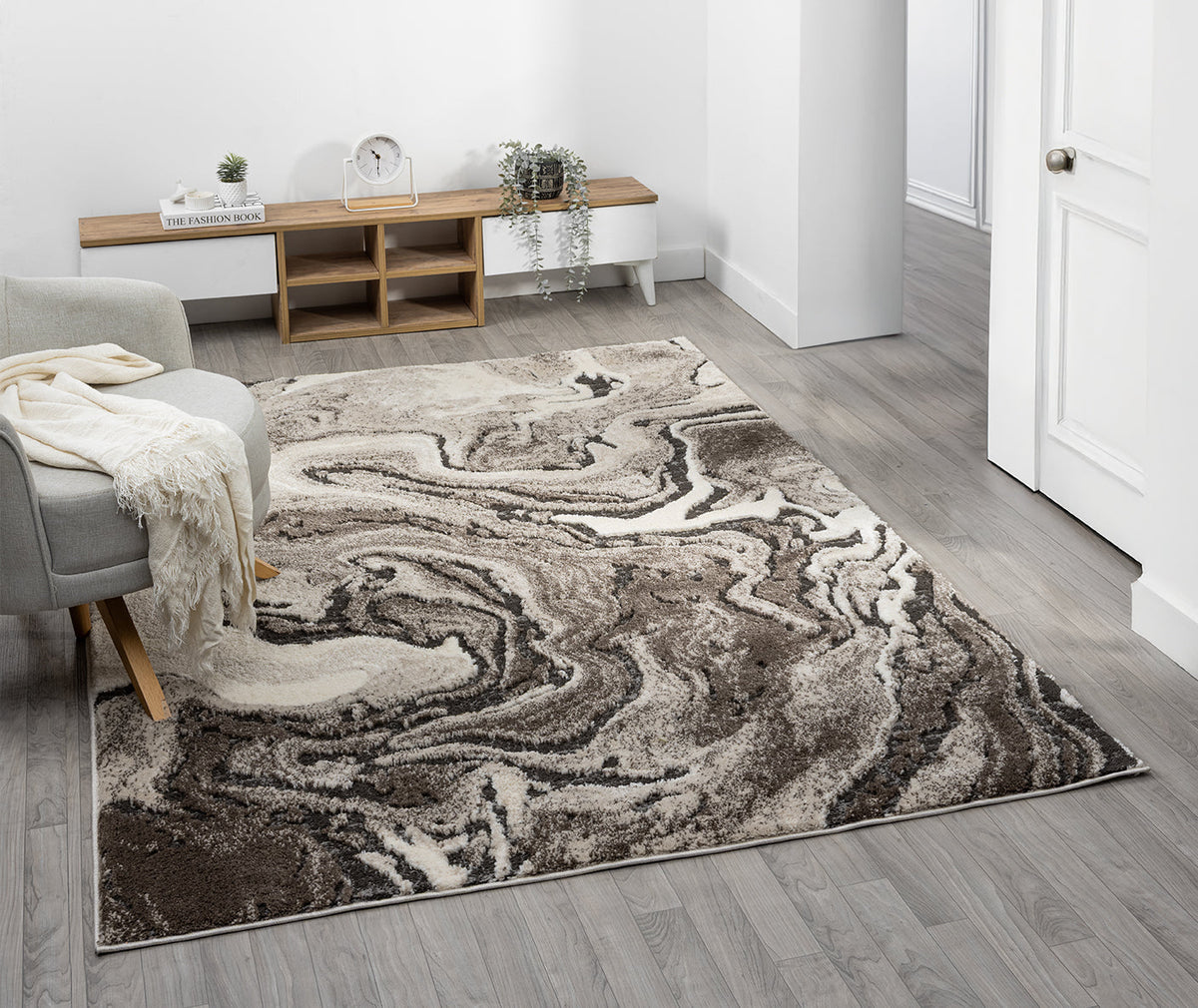 Eleanor Embossed Abstract Rug - Marble