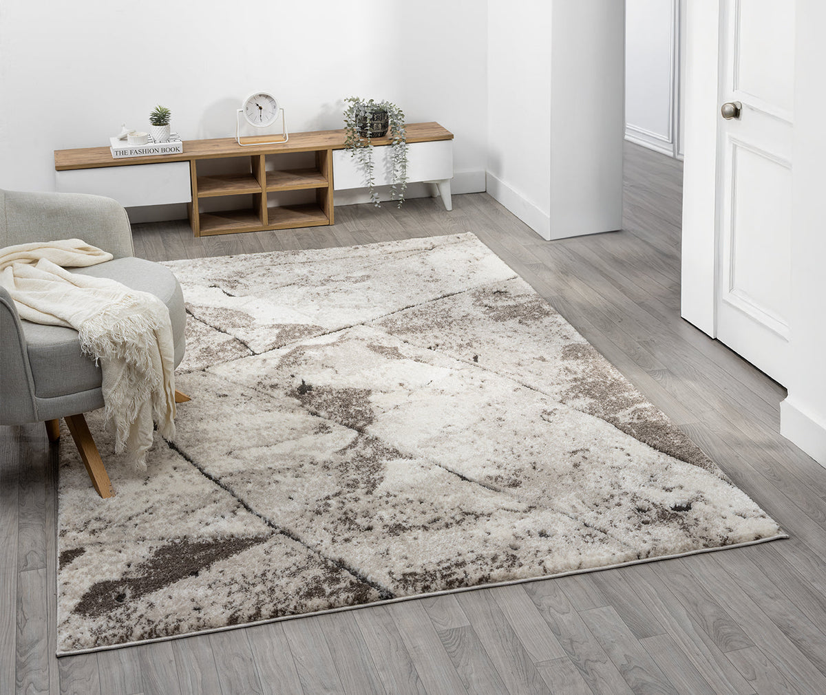 Eleanor Embossed Abstract Rug - Slate