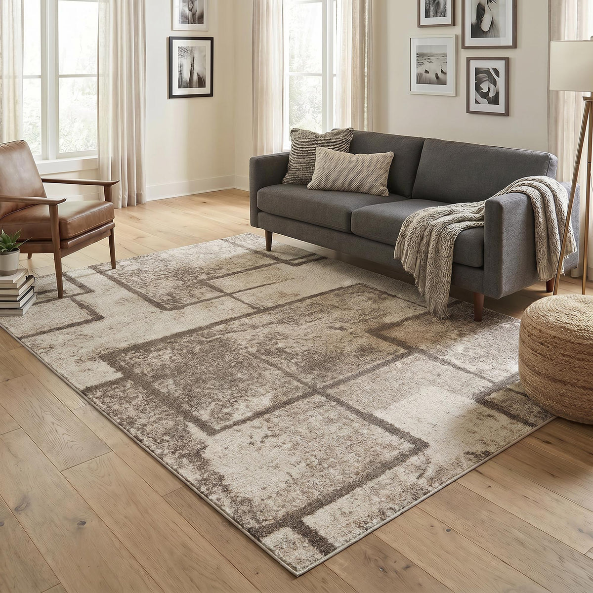 Rhodes Neutral Geometric Rug - Enigma