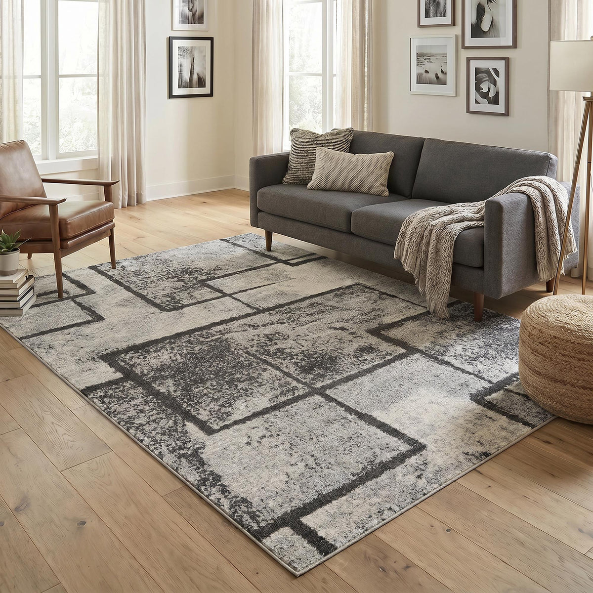 Rhodes Neutral Geometric Rug - Enigma