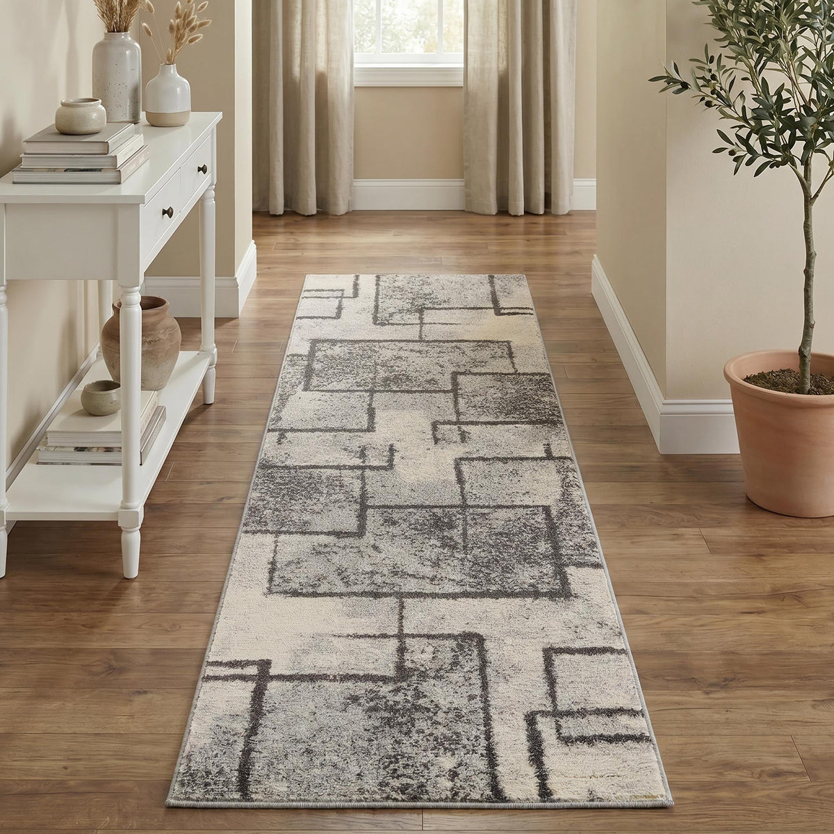 Rhodes Neutral Geometric Rug - Enigma