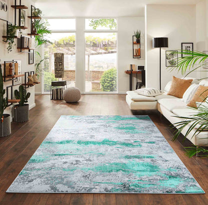 Emperor Metallic Abstract Rug - Onyx