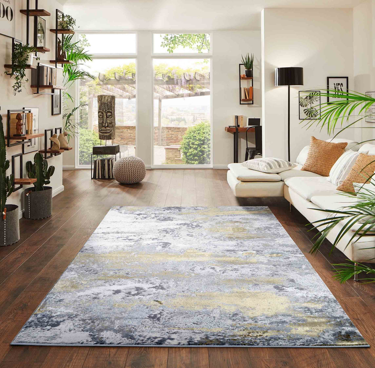 Emperor Metallic Abstract Rug - Onyx