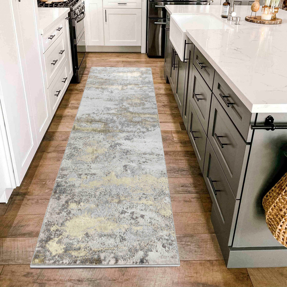 Emperor Metallic Abstract Rug - Onyx