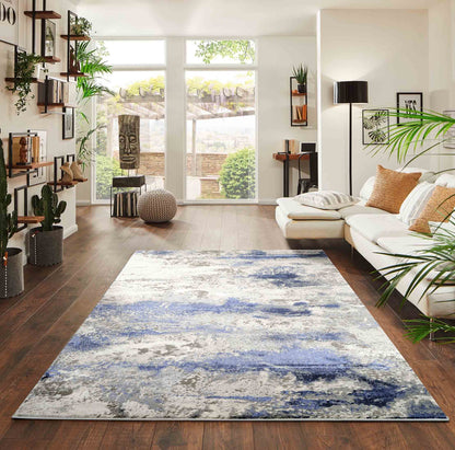 Emperor Metallic Abstract Rug - Onyx