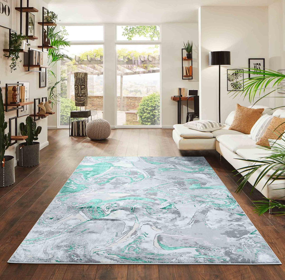 Emperor Metallic Abstract Rug - Solarius