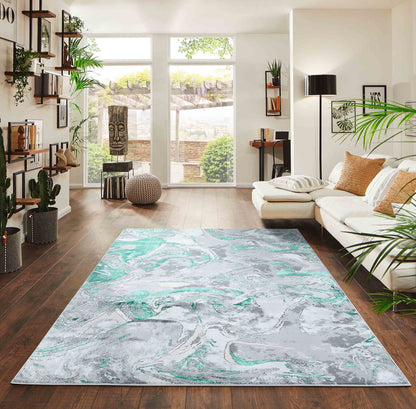 Emperor Metallic Abstract Rug - Solarius