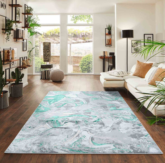 Emperor Metallic Abstract Rug - Solarius