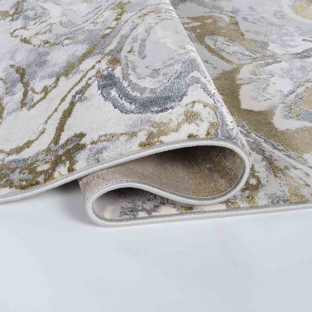 Emperor Metallic Abstract Rug - Solarius