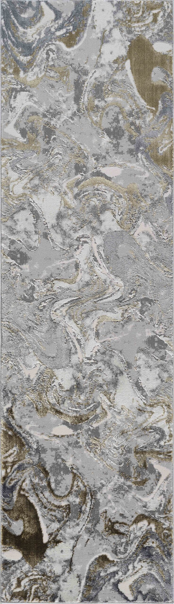 Emperor Metallic Abstract Rug - Solarius