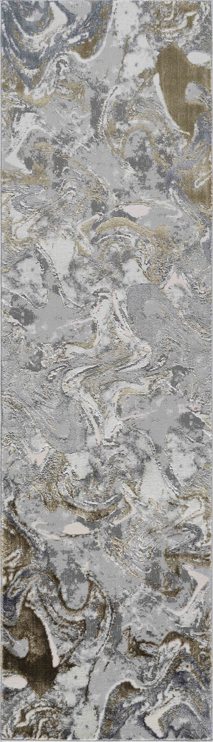 Emperor Metallic Abstract Rug - Solarius