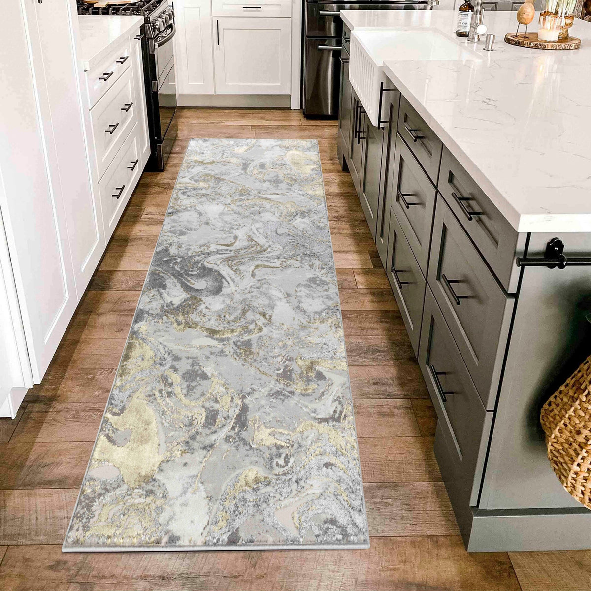 Emperor Metallic Abstract Rug - Solarius